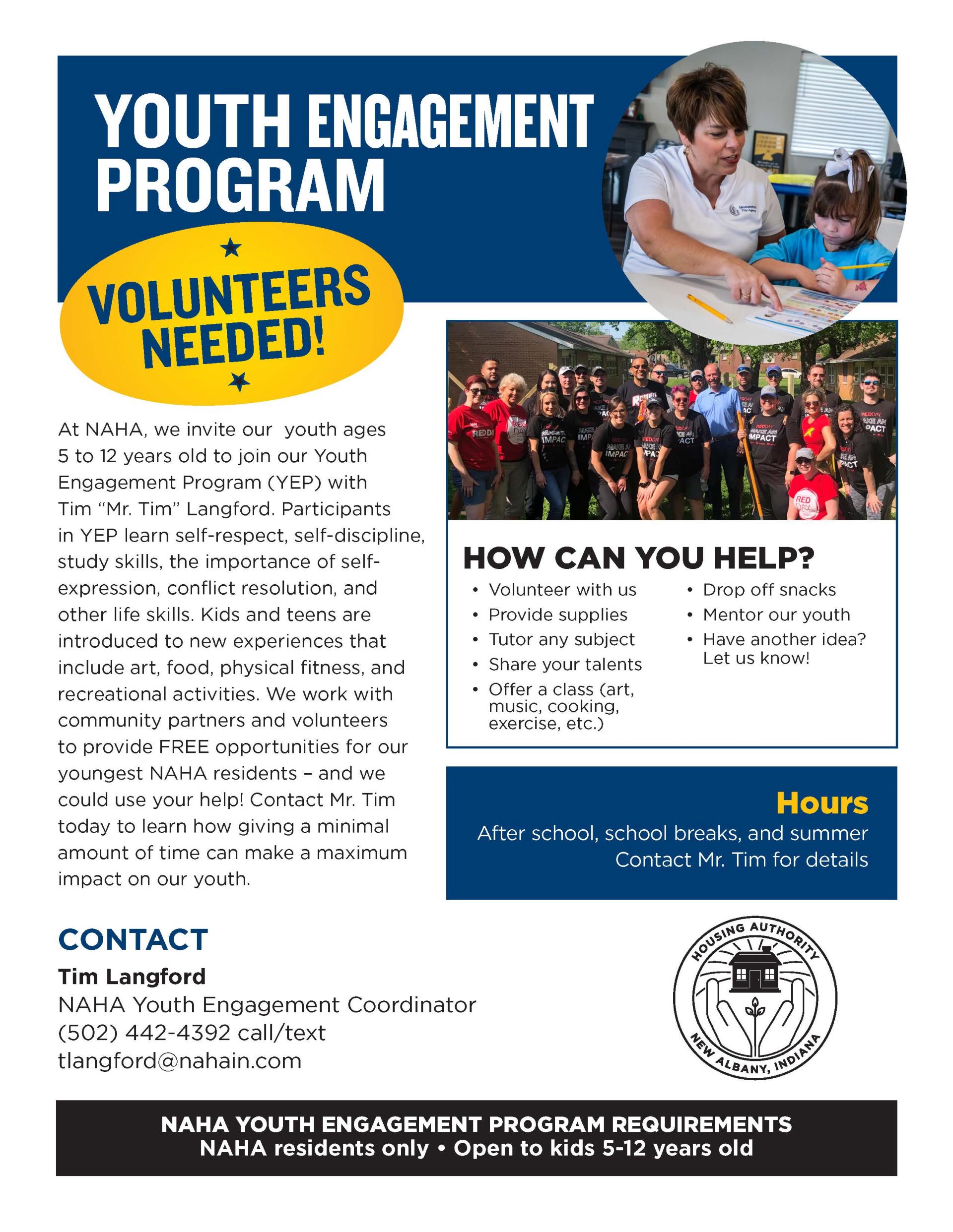 NAHA Youth Engagement Seeking Volunteers